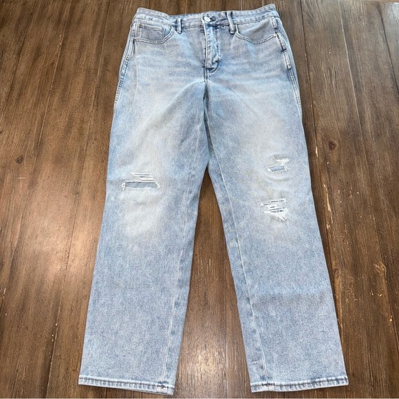 WHBM Sculpt Straight Crop Jeans sz 8 Mom jeans Distressed High Rise Jeans - Picture 4 of 9